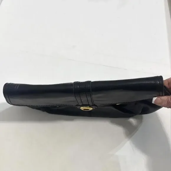 Perlina Black Patent Leather Black Kiss-lock Wallet Coin Purse Clutch EUC - Picture 11 of 15